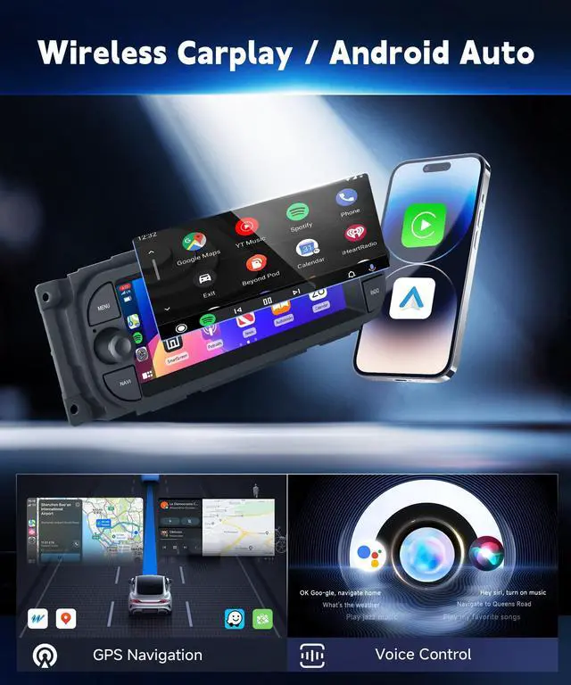 Alt view image 4 of 6 - 4+64G Radio for Dodge Ram 1500/2500/3500 2002-2006,for Jeep Grand Cherokee 1999-2004,for Jeep Wrangler 2003-2006-Android Wireless CarPlay Android Auto 6.86 IPS Touch Screen Car Radio for Dodge Ram