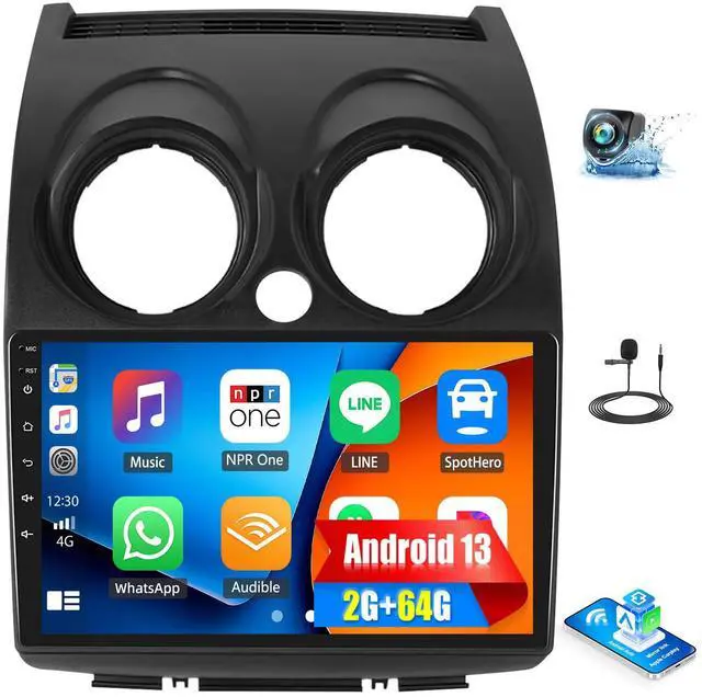 Main image of Android Car Stereo for Nissan Rogue 2007-2015 with Wireless CarPlay Android Auto Mirror Link 2G+64G 9 Inch Touchscreen Bluetooth GPS Navigation WiFi FM Backup Camera MIC