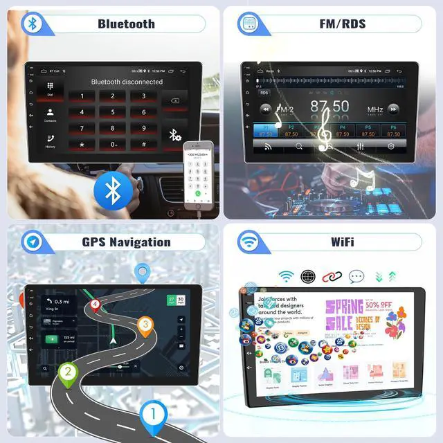 Alt view image 5 of 6 - Android Car Stereo for Nissan Rogue 2007-2015 with Wireless CarPlay Android Auto Mirror Link 2G+64G 9 Inch Touchscreen Bluetooth GPS Navigation WiFi FM Backup Camera MIC