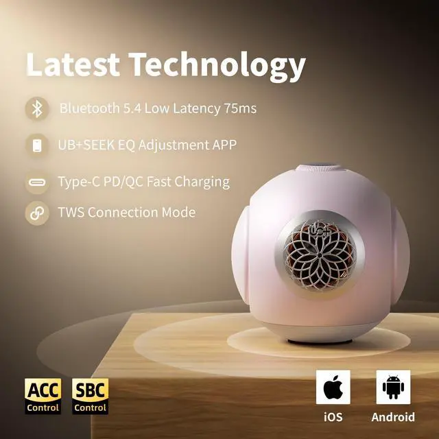 Alt view image 4 of 6 - dBMiNi Waterproof Portable Bluetooth Speaker, 40W Peak Dual Subwoofers Deep Bass Wireless Speaker for Outdoor/Garage/Home/Office, IPX5 Rugged Travel Speaker (Petal Pink)