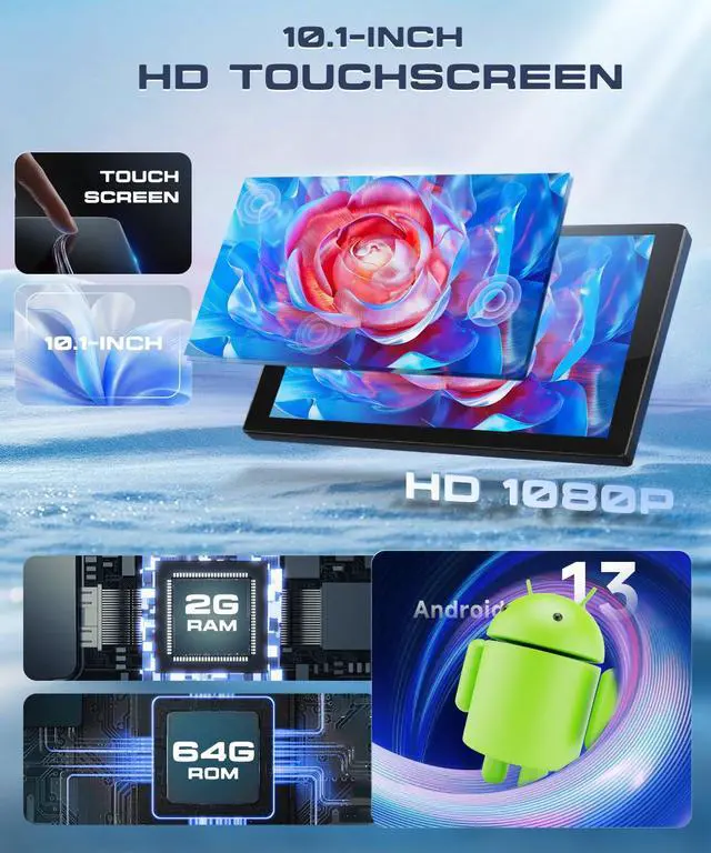 Alt view image 6 of 6 - Android 15 Car Stereo for Toyota Camry 2012-2014 Radio Wireless Carplay Android Auto 10.1 inch 1080P HD IPS Touch Screen DSP EQ Built-in GPS MirrorLink WiFi Bluetooth FM/RDS AHD Backup Camera Mic