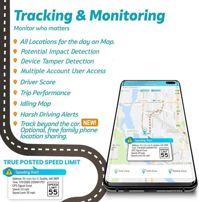 Alt view image 4 of 6 - Fleet: GPS Tracker No Monthly Fee, 4G LTE OBD, Real Time Fleet Car/Truck Tracking, SIM, Free 1 Year Data Plan, Trips, Vehicle Diagnostics, Driver Safety Alerts, Fuel Report, Emission Report (1)