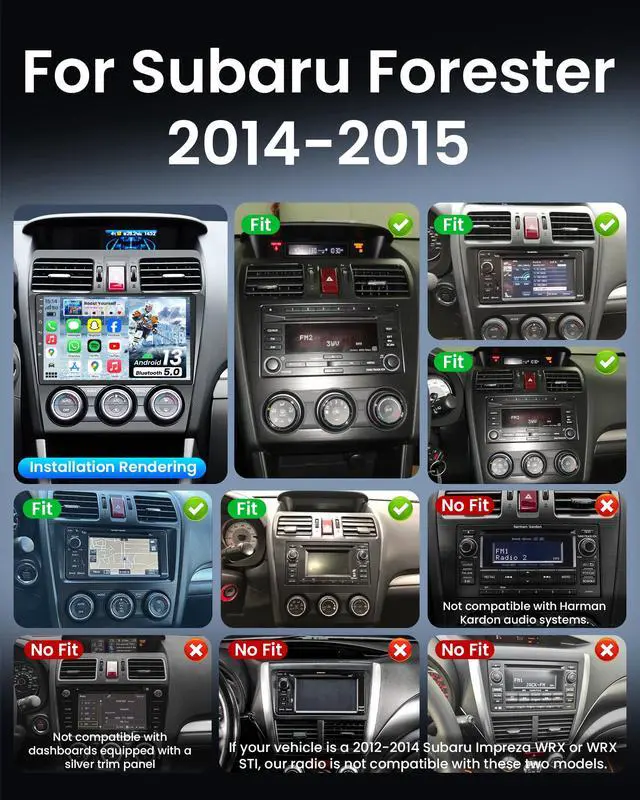 Alt view image 2 of 6 - 4Core+64GB Car Radio for Subaru Forester 2014 2015 Subaru WRX Impreza 2012-2014: 9inch HD IPS Touchscreen Replacement Carplay&Android Auto GPS 5GWiFi Head Unit Bluetooth5.0 SWC+Backup Camera FM DSP