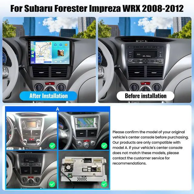 Alt view image 2 of 6 - 8 Core 6+128G for Subaru Forester Impreza WRX 2008-2012 Android 15 Car Stereo with Wireless Carpaly Android Auto, 9 1280×720P IPS Touchscreen with Bluetooth 5.0 GPS WiFi FM/RDS SWC Backup Camera