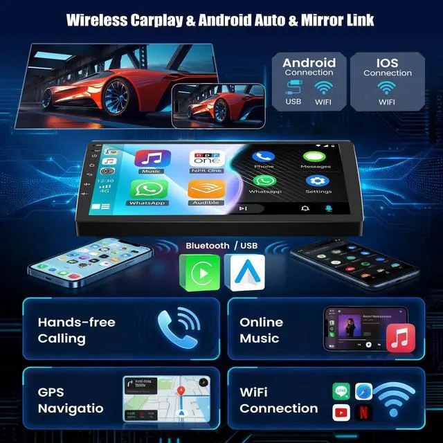Alt view image 4 of 6 - 8 Core 6+128G for Subaru Forester Impreza WRX 2008-2012 Android 15 Car Stereo with Wireless Carpaly Android Auto, 9 1280×720P IPS Touchscreen with Bluetooth 5.0 GPS WiFi FM/RDS SWC Backup Camera