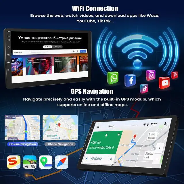 Alt view image 6 of 6 - 8 Core 6+128G for Subaru Forester Impreza WRX 2008-2012 Android 15 Car Stereo with Wireless Carpaly Android Auto, 9 1280×720P IPS Touchscreen with Bluetooth 5.0 GPS WiFi FM/RDS SWC Backup Camera