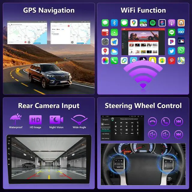 Alt view image 5 of 6 - 4G+64G Car Stereo for Toyota Tacoma 2005 to 2015 Radio Wireless Carplay Android Auto, 10.2" IPS Touch Screen for Tacoma GPS Navigation Head Unit 5G WiFi/FM RDS/EQ/DSP HiFi Audio/Camera/MIC
