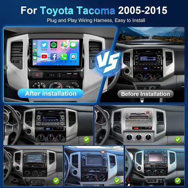 Alt view image 2 of 6 - Car Radio for Toyota Tacoma 2005-2015 Stereo Replacement with Wireless Carplay Android Auto 9 Inch IPS Touchscreen for J.B.L Audio Buit in WiFi Bluetooth GPS Navigation FM Backup Camera 2+32G