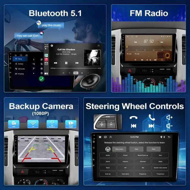 Alt view image 4 of 6 - Car Radio for Toyota Tacoma 2005-2015 Stereo Replacement with Wireless Carplay Android Auto 9 Inch IPS Touchscreen for J.B.L Audio Buit in WiFi Bluetooth GPS Navigation FM Backup Camera 2+32G
