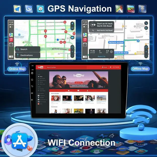 Alt view image 5 of 6 - Car Radio for Toyota Tacoma 2005-2015 Stereo Replacement with Wireless Carplay Android Auto 9 Inch IPS Touchscreen for J.B.L Audio Buit in WiFi Bluetooth GPS Navigation FM Backup Camera 2+32G