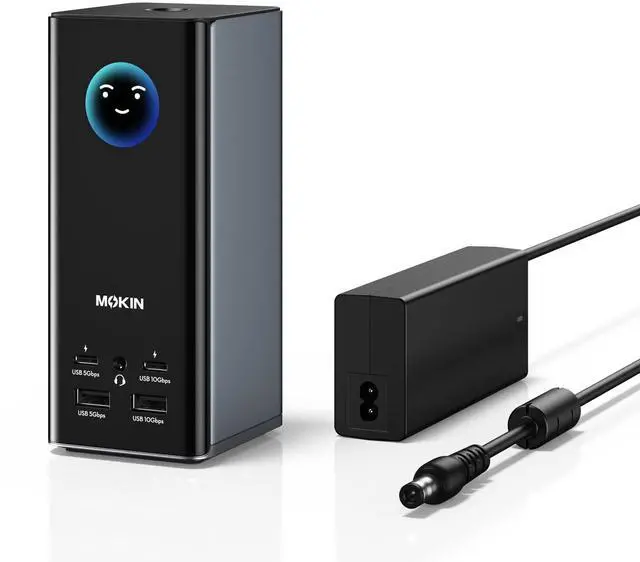 Main image of MOKiN Smart LCD Docking Station,18-Port USB C Docking Station Triple Display with 3HDMI+2DP,150W Max, Smart Display, Triple 4K 60Hz, 10Gbps USB Ports, Gigabit Ethernet, for macOS and Windows