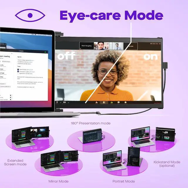 Alt view image 6 of 6 - Laptop Screen Extender - Mobile Pixels Duex Max DS 14.1'' Portable Monitor for 14'' to 17'' Laptops, FHD 1080p USB Type-C/HDMI Ports Laptop Monitor, Coatible with Mac/Windows/Android/Switch