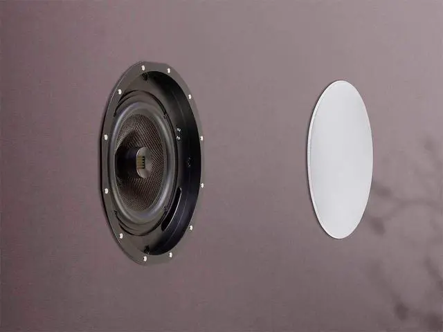 Alt view image 4 of 6 - Amber 2-Way Carbon Fiber Ceiling Speakers - 6.5 Inch with Magnetic Grille and Ribbon Tweeter (Pair) Black