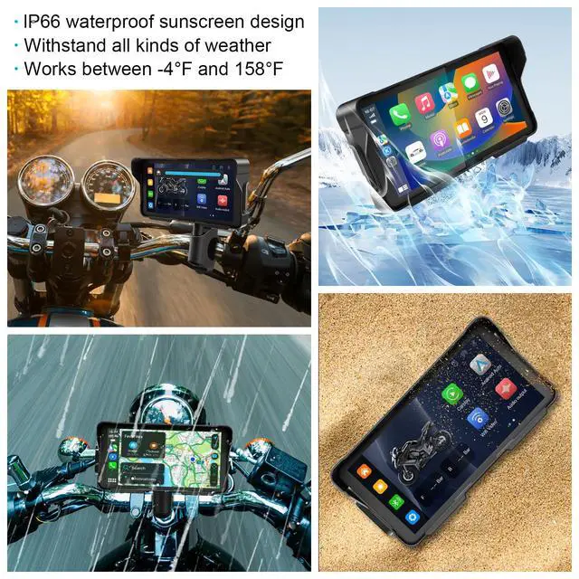 Alt view image 6 of 6 - Premium Motorcycle Dash Cam DVR: Wireless Motorcycle Carplay & Android Auto, Dual HD 1080P Cameras, 5.5" IP68 Waterproof Touch Screen, Remote Control, BT, Siri & Google Voice, Include 128G SD Card