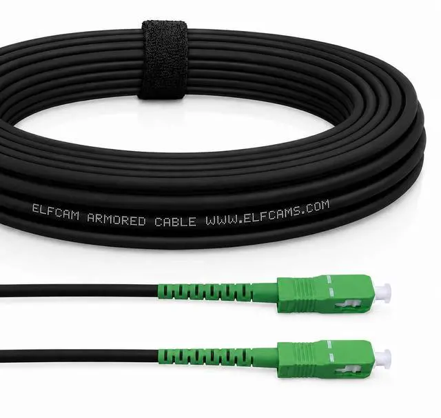 Main image of ® - 100m/328ft Armored Fiber Optic Cable for Outdoor and Indoor SCA to SCA Simplex Singlemode, Compatible with FTTH Cables, 100 Meters
