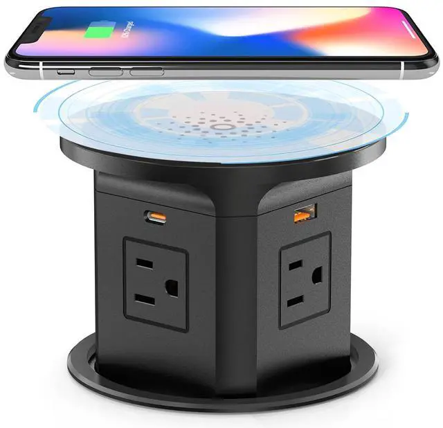 Main image of Pop Up Outlet for Countertop Kitchen, 65W USB C Wireless Counter Top Electrical Power Outlet, 15A/1875W Receptacle Charging Station Recessed Popup Plugs for Island Conference Table Office
