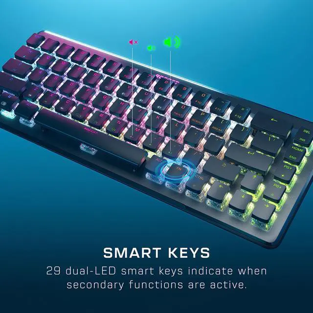 Alt view image 6 of 6 - Vulcan II Mini Air 65% Optical Mechanical Gaming Keyboard, Full Wireless and Bluetooth Capabilities, Customizable RGB Illumination, Button Duplicator, On-Board Profiles, Aluminum Plate Black