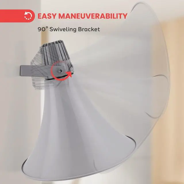 Alt view image 3 of 6 - Indoor Outdoor PA Horn Speaker - 19.5" 100W Power Compact Loud Sound Megaphone w/ 400Hz-5KHz Frequency, 16 Ohm, 100V/70V Transformer, Mounting Bracket - 100V/70V Audio System - Home PHSP20