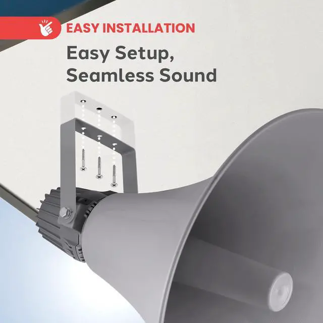Alt view image 4 of 6 - Indoor Outdoor PA Horn Speaker - 19.5" 100W Power Compact Loud Sound Megaphone w/ 400Hz-5KHz Frequency, 16 Ohm, 100V/70V Transformer, Mounting Bracket - 100V/70V Audio System - Home PHSP20
