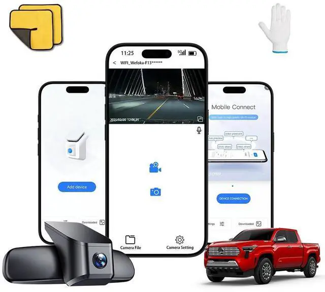 Main image of 4K Dash Cam Suitable for Toyota Tacoma 2024-2025 SR SR5 TRD Sport Pre-Runner Off Road Limited & Tacoma Hybrid, OEM Look, UHD 2160P Video, WiFi & APP, Loop Recording, Plug&Play, 128GB (F10)