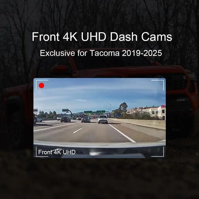 Alt view image 2 of 6 - 4K Dash Cam Suitable for Toyota Tacoma 2024-2025 SR SR5 TRD Sport Pre-Runner Off Road Limited & Tacoma Hybrid, OEM Look, UHD 2160P Video, WiFi & APP, Loop Recording, Plug&Play, 128GB (F10)