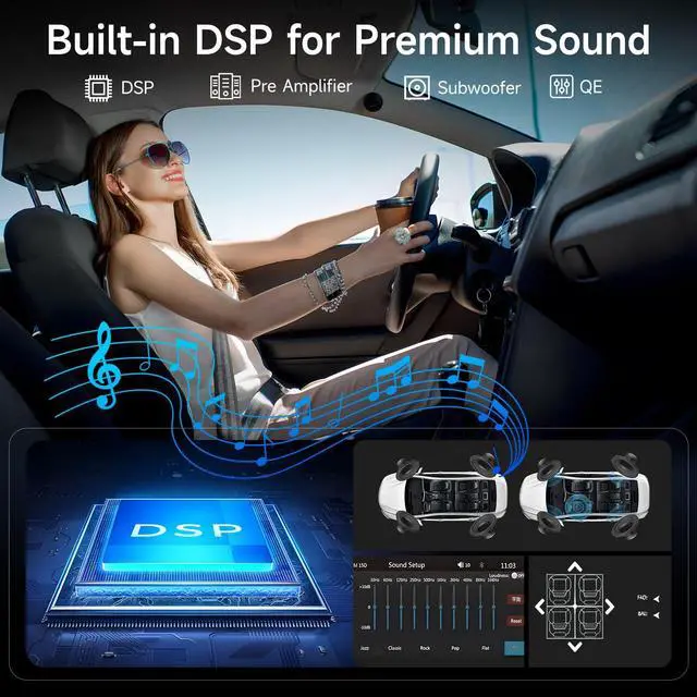Alt view image 4 of 6 - Single Din Car Stereo 6" Wireless CarPlay & Android Auto in-Cell Touchscreen,Bluetooth,FM/AM Car Radio,Mirror Link,SWC,EQ,USB&Type-C,GPS Navigation,Backup Camera