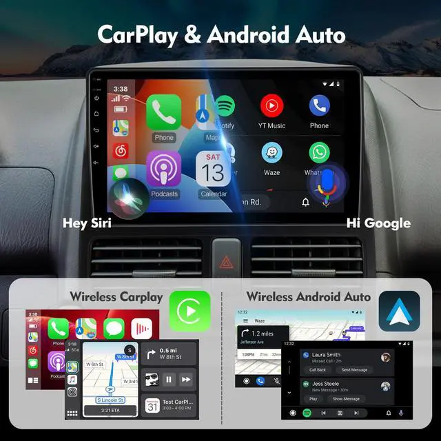 Alt view image 2 of 6 - 9 Inch IPS Touchscreen Android 12 Car Stereo for Honda CR-V 2002-2006 with Wireless CarPlay & Android Auto 2+32GB Car Radio, Support GPS, WiFi 6, Bluetooth 5.4, FM Radio, Backup Camera, SWC, Dual USB