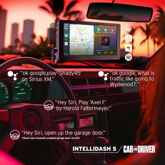 Alt view image 5 of 6 - INTELLIDASH 7" HD Touchscreen Portable Apple CarPlay Wireless Android Auto Screen for Car, Bluetooth Stereo, Backup Camera Support, Mirror Link, GPS Navigation, Siri, Google, SiriusXM