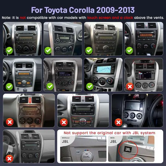 Alt view image 2 of 6 - 4+64G Android Car Stereo for Toyota Corolla 2009-2013, 9 Inch Touchscreen Radio with Carplay/Android Auto/GPS Navigation/WiFi/DSP/Bluetooth/FM RDS + AHD Backup Camera