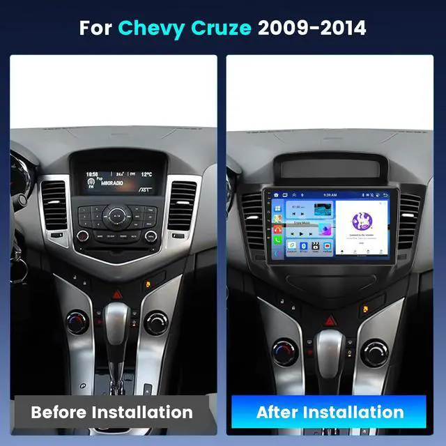 Alt view image 2 of 6 - 8 Core 4+64GBfor Chevy Cruze 2009 2010 2011 2012 2013 2014 2015 Android Carplay Radio, 9'' Touch Screen Car Stereo with Wireless Carplay Android Auto, GPS/WiFi/32EQ DSP/Bluetooth 5.0/SWC/Mic