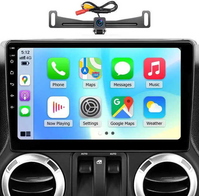 Main image of Car Radio for Jeep Wrangler JK 2007-2018 Compass Grand Cherokee Dodge Ram 1500 Upgrade Stereo with Wireless CarPlay Android Auto Backup Camera