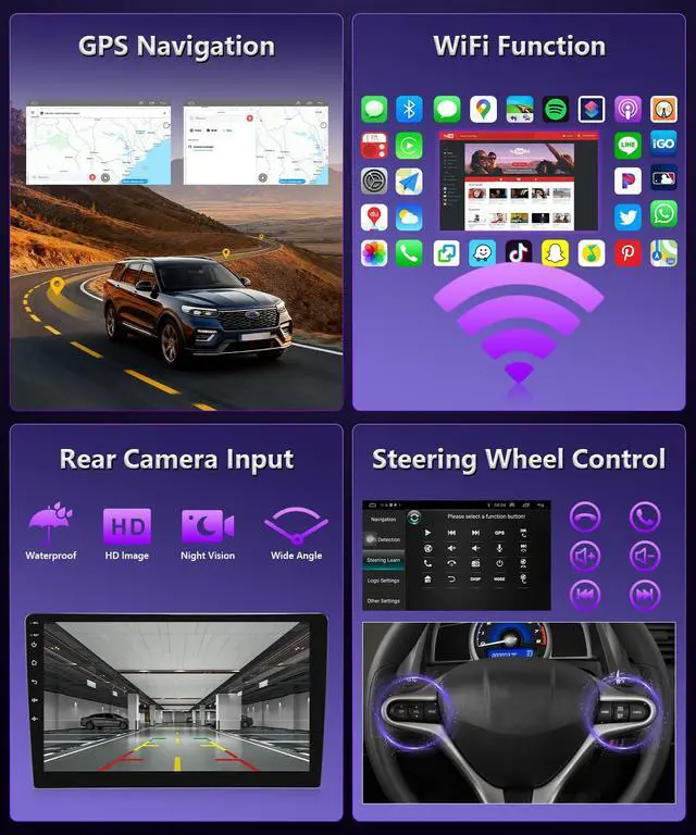Alt view image 5 of 6 - 8 CORE Car Stereo for Honda Civic 2006 to 2011 Wireless CarPlay Android Auto, 10.1" IPS Touchscreen for Civic Radio Head Unit GPS Navi 5G WiFi Bluetooth FM RDS DSP SWC AHD Camera MIC