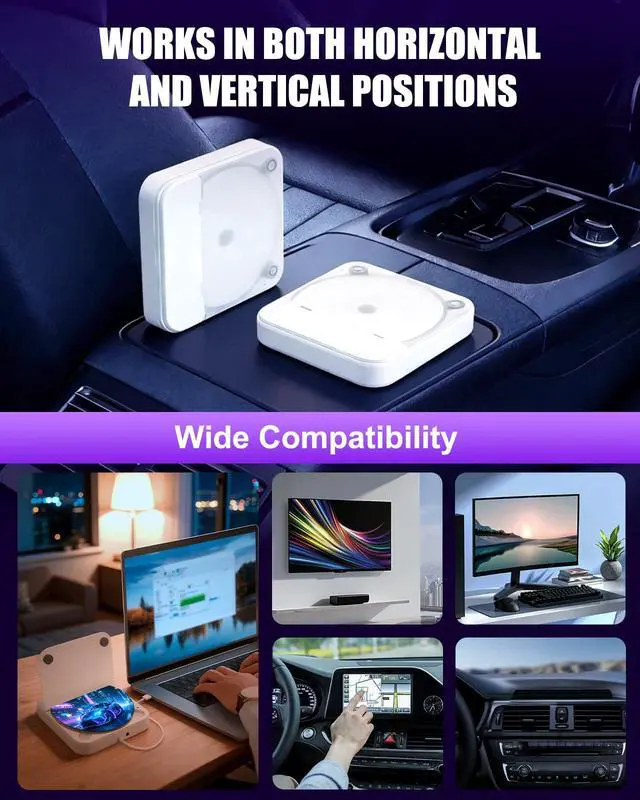 Alt view image 6 of 6 - CD Player for Car USB Port AUX Port, External Car CD Player with USB-C Adapter, Extension Cable, for Cars Without CDs Player, Work Vertically and Horizontally for Car Stereo