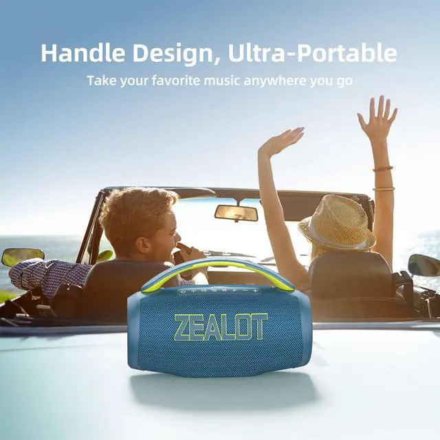 Alt view image 6 of 6 - Portable Bluetooth Speaker, 80W Peak Waterproof Loud Booming Sound Speakers, Dual Pairing, XBass, 25H Playtime, Outdoor Speaker with Handle for Camping, Beach, Party, Backyard(Blue)