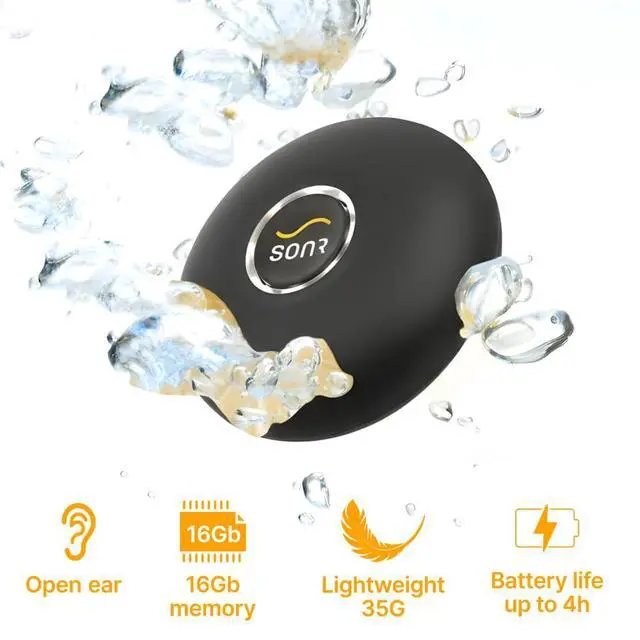 Alt view image 2 of 6 - Music 2-in-1 Bundle: Open-Ear Underwater Music Player for Swimmers with Storage Case (Graphite)