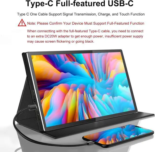 Alt view image 3 of 6 - Portable Monitor 9 inch 2K 2560 * 1600 IPS Touch Screen 73% NTSC USB C HDMI Secondary External Computer Laptop LCD Monitor for MacBook Pro Air PC Laptop Phone Xbox PS5