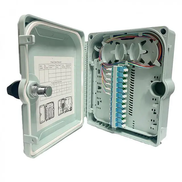 Main image of Fiber Optic Wall Mount or Pole Mount Enclosure for Indoor or Outdoor Fiber Optic Terminations and Fusion Splice installations with Couplers. (LC OS2 with Pigtails)