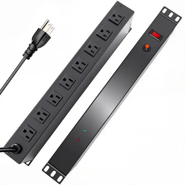 Main image of 8-Outlet 1U Rack Mount PDU Power Strip, 2000J Surge Protection, 6ft Cord 14AWG Cord PDU Power Strip for 19-Inch Network Server Racks