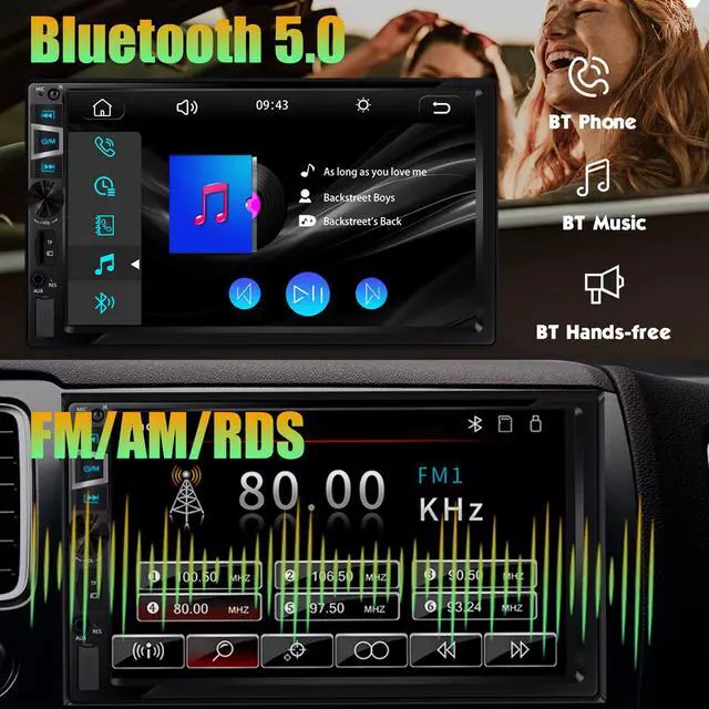Alt view image 3 of 6 - New Double Din Car Stereo with Wireless CarPlay & Android Auto, 7 in HD Car Radio with Bluetooth, USB/SD/AUX Input, FM, SWC, Subwoofer Support -HD Touchscreen Radio for Seamless Car Audio Integration
