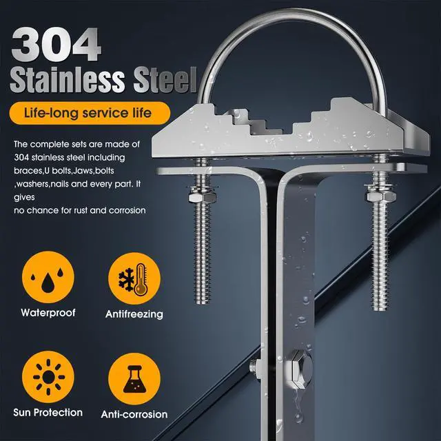 Alt view image 2 of 6 - 24 Inch Antenna Wall Mount Stainless Steel Stand Off Wall Mast Mount Clamps Windproof Antenna Mounting Bracket (24 inch)