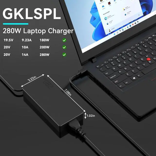 Alt view image 4 of 6 - 280W 20V 14A Charger Compatible with Asus Strix G18 G16 G815 G615 | For Asus Strix G18 G16 G815 G615 G815J G815L G615L G615J TUF F16 FX608 A16 A18 Zephyrus G16 G14 ADP-280BB B Gaming Adapter