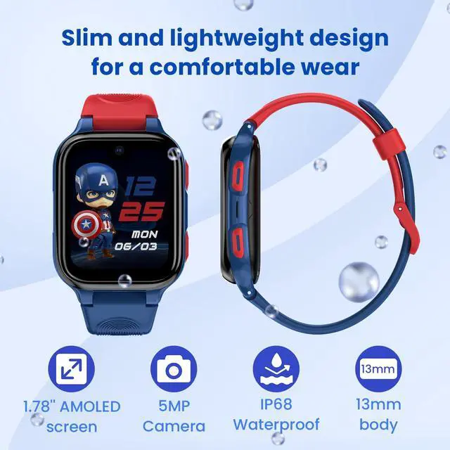 Alt view image 2 of 6 - K9 Kid AI Smartwatch with GPS, 1.78'' AMOLED 4G for Kids with Video Call, Alarm Clock, School Mode, IP68 Waterproof Kids Smartwatch for Teens Ages 6 and Up