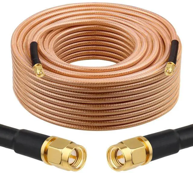 Main image of RG8X SMA Extension Cable, Low Loss SMA Male to SMA Male Coaxial Cable, High-Density Braided Copper 50 Ohm Coax for WiFi Antenna, 4G 5G LTE Gateway, Router, Ham Radio 100FT