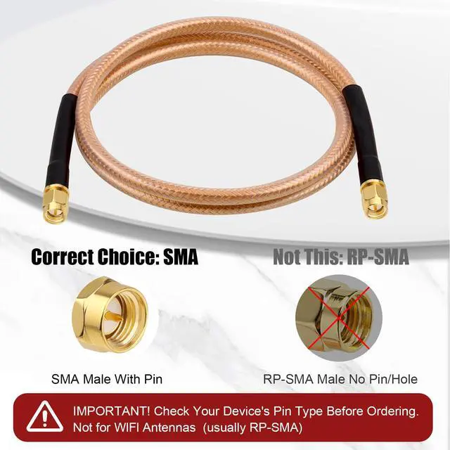 Alt view image 4 of 6 - RG8X SMA Extension Cable, Low Loss SMA Male to SMA Male Coaxial Cable, High-Density Braided Copper 50 Ohm Coax for WiFi Antenna, 4G 5G LTE Gateway, Router, Ham Radio 100FT