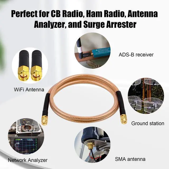 Alt view image 6 of 6 - RG8X SMA Extension Cable, Low Loss SMA Male to SMA Male Coaxial Cable, High-Density Braided Copper 50 Ohm Coax for WiFi Antenna, 4G 5G LTE Gateway, Router, Ham Radio 100FT