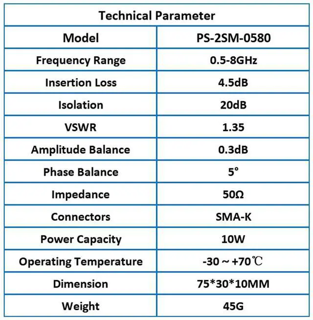 Alt view image 3 of 5 - TOJOIN Passive Power Splitter/Divider 2 Way for SMA Connectors, Coaxial Cable Splitter 0.5-8GHz for RF/Microwave Measurements Accessories Splitter Coaxial, for Antenna System (PS-2SM-0580)