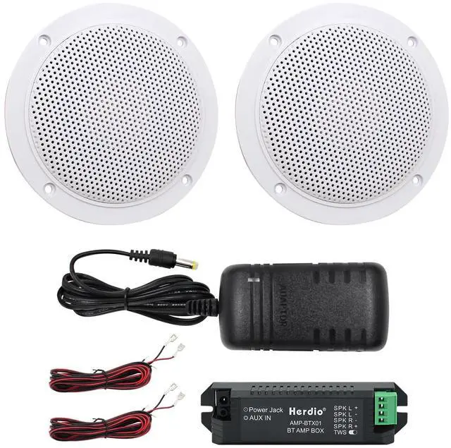Main image of 4 Inches Waterproof Marine Bluetooth Ceiling Speakers for Bathroom Kitchen Home Outdoor Camper Golf Cart Boat with Flush Mount
