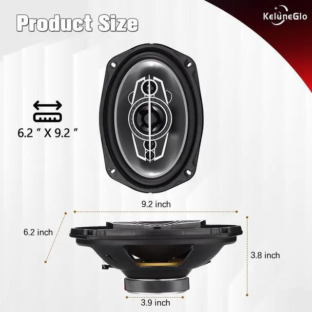 Alt view image 3 of 6 - KG Series 6995S 6×9 inch 5-Way coaxial car Speakers, 1000W Max,120RMS,4. Polypropylene Cones, Butyl Rubber surrounds, Full-Range Tweeter Sound. Easy Install with Protective grilles.(Pair)