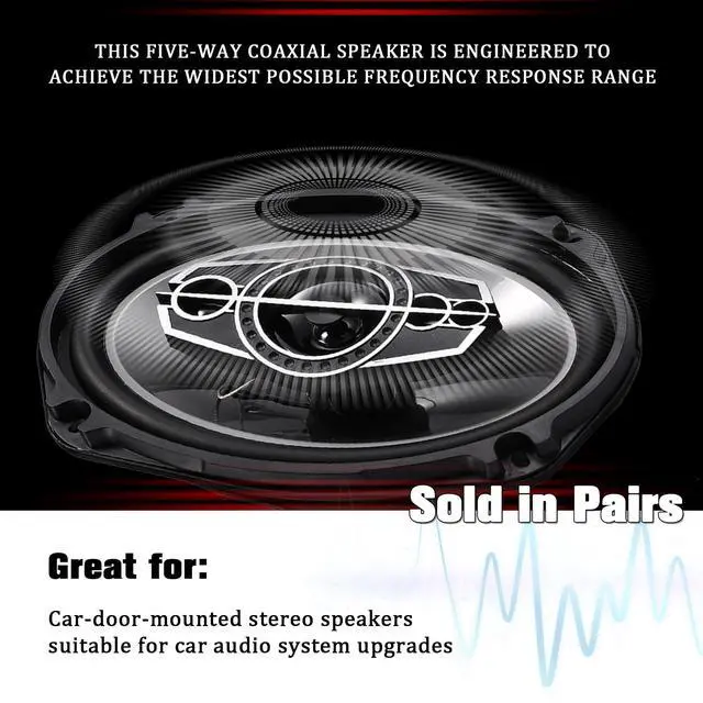 Alt view image 4 of 6 - KG Series 6995S 6×9 inch 5-Way coaxial car Speakers, 1000W Max,120RMS,4. Polypropylene Cones, Butyl Rubber surrounds, Full-Range Tweeter Sound. Easy Install with Protective grilles.(Pair)