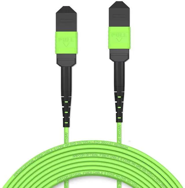 Main image of MPO to MPO Trunk Cable 50/125m Multimode OM5 (12 Fiber, MPO to MPO Female, Type B, LSZH/Riser, UPC, Lime Green) 10m (32ft)